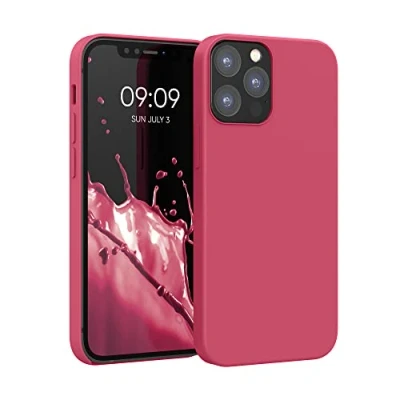 Abbildung von kwmobile Hülle kompatibel mit Apple iPhone 12 / Pro weiches TPU Silikon Case Cover geeignet für kabelloses Laden Awesome Pink