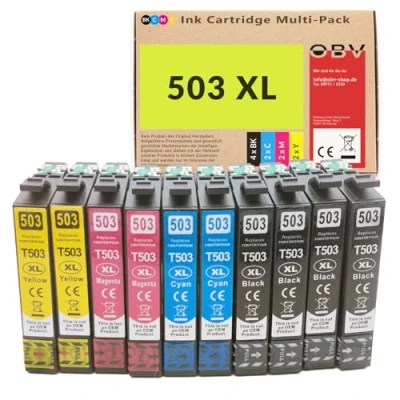 Abbildung von OBV 10x kompatible Tinte als Ersatz für Epson 503XL / 503 Multipack XP 5200 5205 XP5200 XP5205, Workforce WF 2960 2965 WF2960 WF2965 2960DWF 2965DWF schwarz, Cyan, Magenta, gelb