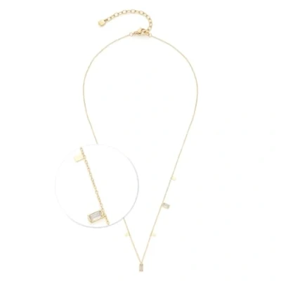 Abbildung von JEWELS BY LEONARDO Halskette Ciao Liora, kurze Kette aus goldfarbenem Edelstahl, rechteckige Plättchen und klare Baguette Glassteine, 42 47 cm Länge, Schmuck Geschenk, 024458