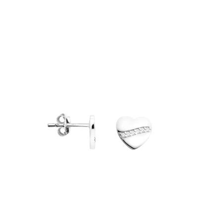 Abbildung von SOFIA MILANI Damen Ohrringe 925 Silber mit Zirkonia Steinen Herzen Ohrstecker E1307