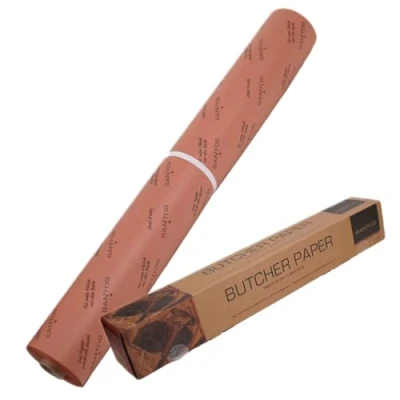 Abbildung von SANTOS original Pink Butcher Paper Rolle 60cm x 45m festes &amp; unbeschichtetes Metzgerpapier ideal für &quot;Longjobs&quot;, Smoken &quot;low and slow&quot;grillen