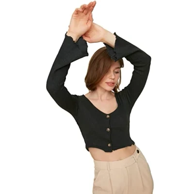 Abbildung von Trendyol Anthrazit Taste mit gestrickter Bluse, Anthrazit,