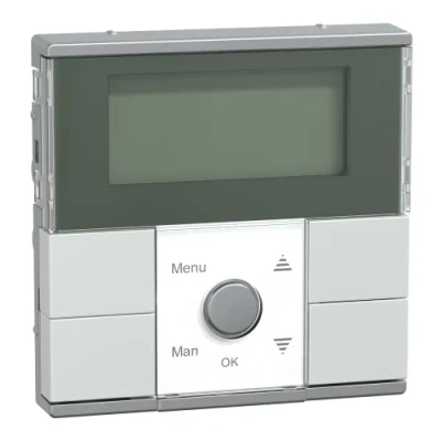 Abbildung von Schneider Electric Merten MEG5754 0460 Zeitschaltuhr Modul Standard, digitale Unterputz Wochenzeitschaltuhr für den Innenbereich mit Schalter, Aluminium, System M