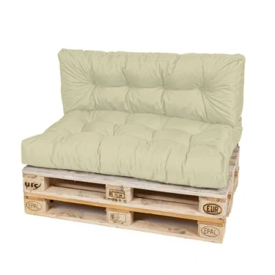 Abbildung von TexDeko® Garden Palettenkissen 120x80x18cm wasserabweisend UV beständig In &amp; Outdoor Premium Sitzkissen gesteppt Palettenauflage für Europaletten (2 TLG Set, Sand)