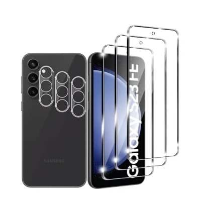 Abbildung von Zicurz 3+3 Stück Schutzglas für Samsung Galaxy S23 FE 5G, Panzer Schutz Glas, 3 Schutzfolie und Kamera Schutzglas, HD Displayschutz, Blasenfrei, 5G