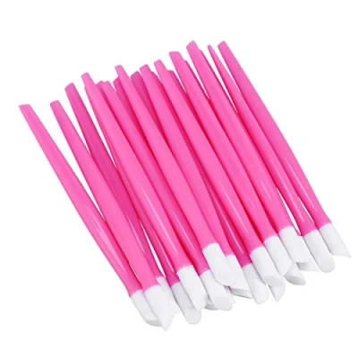 Abbildung von Lurrose 20 Stücke Nagelhautschieber Gummi Reinigungsstift Dead Skin Cleaner Peeling Nail Art Maniküre Werkzeug (Rosa)