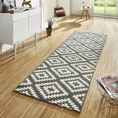 Abbildung von Hanse Home Teppich Läufer Nordic 80x450cm Teppichläufer Weicher Kurzflor Modern Raute Design für Flur, Schlafzimmer, Kinderzimmer, Badezimmer, Wohnzimmer, Küche Dekoläufer Grau