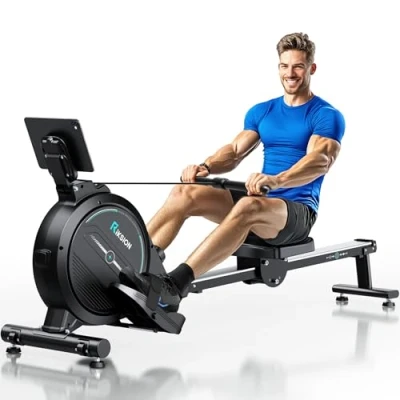 Abbildung von Riksion Rudergerät für Zuhause, Magnetisches mit LCD Display, Heimrudergerät Cardio Training 16 Widerstandsstufen, 160 kg Belastbarkeit, Vertikal Verstaubar