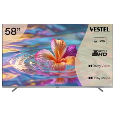 Abbildung von Vestel Fernseher 58 Zoll Smart TV Powered by TiVo, 4K UHD mit Dolby Vision HDR, Atmos und integriertem Triple Tuner, LED 58UT9840 schwarz