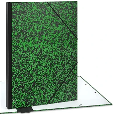 Abbildung von ACROPAQ Sammelmappe A2 Zeichenmappe 52 x 72 cm, mit Gummizugverschluß, erweiterbarem Rücken für mehr Platz Grün/Schwarz