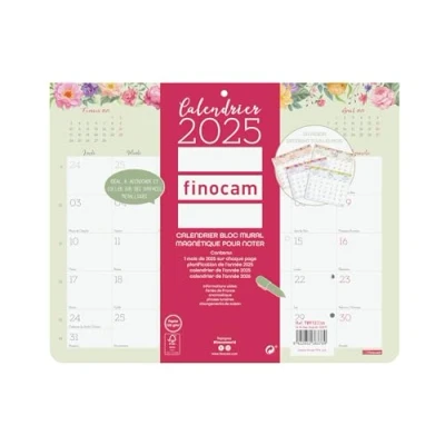 Abbildung von Finocam Wandkalender mit Magnet zum Schreiben 2025, 1 Monat pro Seite, Januar 2025 Dezember (12 Monate) Französisch