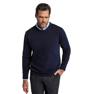 Abbildung von JP 1880 Herren große Größen Übergrößen Menswear L 8XL Pullover, runder Ausschnitt, JP1880 Stick, Baumwolle dunkel Marine 7XL 708261730