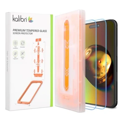 Abbildung von kalibri 2X Panzer Schutz Glas Folie für Apple iPhone 16 Schutzfolie Set Full Display Screen Protector Handy Schutzglas Kratzfest mit Installationshilfe