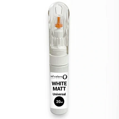 Abbildung von SD COLORS Lackstift Universalmatte weiß 20 ml für die Reparatur von Autos, Metall, Holz, Kunststoff, Fenster, Rahmen, Türen, Tore