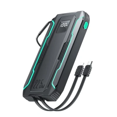 Abbildung von Joyroom JR L017 22,5 W 10000 mAh Powerbank mit Dual Kabeln, Schwarz