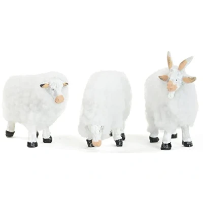 Abbildung von Riffelmacher Schafe mit Wolle 7cm (3 Stück) 78487 Weiß Zubehör Weihnachtskrippe Modelleisenbahn Tiere Weihnachten