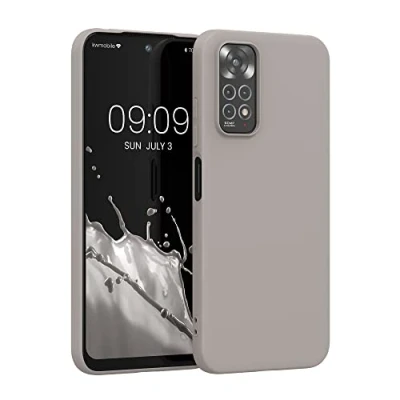 Abbildung von kwmobile Hülle kompatibel mit Xiaomi Redmi Note 11 / 11S weiches TPU Silikon Case Cover geeignet für kabelloses Laden Taupe