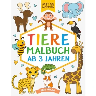Abbildung von Tiere Malbuch Für Kinder ab 3 Jahren zum Ausmalen, Kritzeln und Entspannen.
