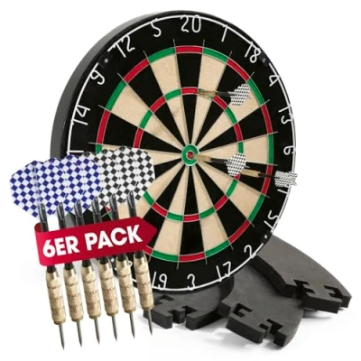 Abbildung von #DoYourDart Dartscheibe Dartscheibe, 6 Dartpfeile Steeldart inkl. Flight, Dart Komplett Set, Sisal mit Surround