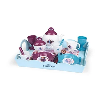 Abbildung von Smoby Die Eiskönigin Serviertablett 10 tlg Spielzeuggeschirr Set mit Tasse, Teller, Zuckerdose, Teekanne, Aufdruck, für Kinder ab 3 Jahren
