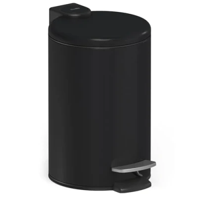 Abbildung von stardis 3 Liter Treteimer Edelstahl schwarz matt mit Absenkautomatik Klappdeckel leise schließend Softclose Inneneimer Kosmetikeimer Mülleimer Abfalleimer Badezimmer