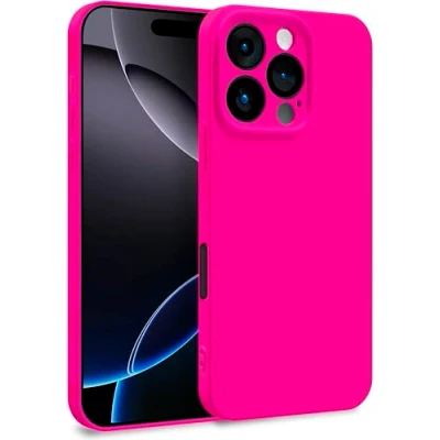 Abbildung von MyGadget Hülle für iPhone 16 Pro Zweilagige Handyhülle mit Kameraschutz Cover Innenfutter &amp; Silikon außen Magenta Rot