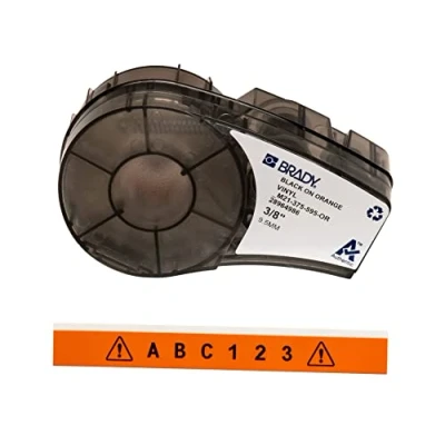 Abbildung von Brady Vinyl Etiketten für Etikettendrucker M211 &amp; M210 Klebe Druckeretiketten Industrieetikettenband Kabel/Namensetiketten Schwarz auf Orange (9.53mm x 6.40m) M21 375 595 OR