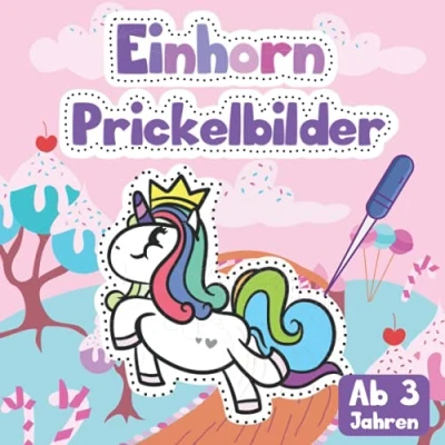 Abbildung von Einhorn Prickelbilder ab 3 Jahren: Prickelblock mit 50 zauberhaften Einhörnern &amp; Regenbögen für Mädchen zum Ausmalen, Prickeln, Schneiden, Kleben und Basteln (Prickelbuch)