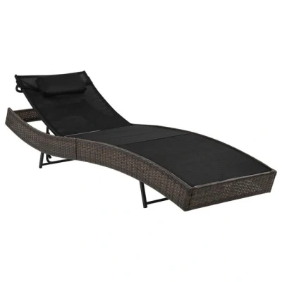 Abbildung von vidaXL Sonnenliege mit Auflage Gartenliege Gartenmöbel Liege Strandliege Relaxliege Freizeitliege Liegestuhl Rattanmöbel Poly Rattan Braun
