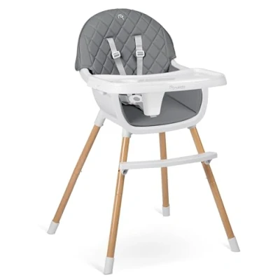 Abbildung von Nukido Hochstuhl Baby Kinderhochstuhl Essstuhl 3in1 Abnehmbares Tablett Verstellbar Sicherheitsgurt Stabil Pflegeleicht Babyhochstuhl Ab 6 Monaten Lilo Weiß Grau