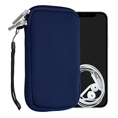 Abbildung von kwmobile Handytasche für Smartphones M 5,5&quot; Neopren Handy Hülle Dunkelblau Tasche 15,2 x 8,3 cm Innenmaße