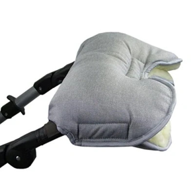 Abbildung von BAMBINIWELT Muff Handwärmer Handschuh für Kinderwagen Buggy mit Lammwolle warme Hände universal MELIERT (hellgrau MELIERT)