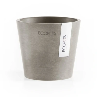 Abbildung von Ecopots Amsterdam mini rund 10,5 cm taupe Übertopf/Blumentopf