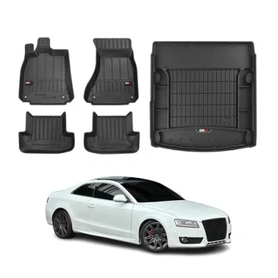 Abbildung von OMAC Fußmatten &amp; Kofferraumwanne Set kompatibel mit Audi A5 8T3 Coupe 2007 2017 Gummi 5X