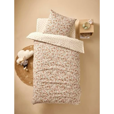Abbildung von VERTBAUDET Kinder Bettwäsche Set RETRO FLOWERS mit Recycling Baumwolle mehrfarbig 140X150 63X63