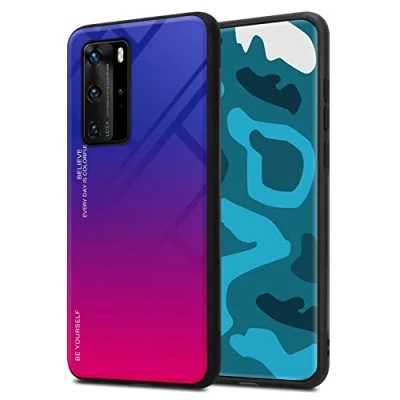 Abbildung von Cadorabo Hülle kompatibel mit Huawei P40 PRO / PRO+ Schutzhülle TPU Silikon Case Glas Slim Kratzfest Weiche Gummi Rundumschutz für in Schwarz
