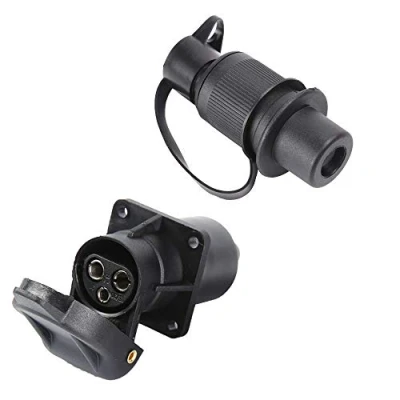 Abbildung von ETUKER Stecker 3 Polig &amp; Steckdose Polig, Anhänger 12V, Din 9680 Adapter Für Anhänger/LKW/RV/Cars/Traktor/Universelles Zubehör (4 Mount Punkte)