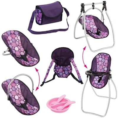 Abbildung von Bayer Puppen Accessoires Set Vario lila/rosa, (Set, 6 tlg), mit multifunktionalem Sitz