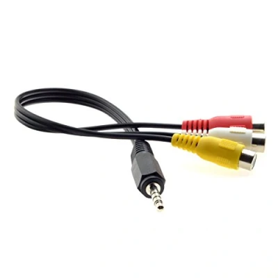 Abbildung von Cablecc 3,5 mm Stereo AUX auf 3 Cinch AV Buchsen Kabel, Audio Video Composite 20 cm
