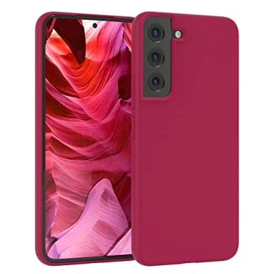 Abbildung von EAZY CASE Premium Silikon Handyhülle kompatibel mit Samsung Galaxy S22 5G, Slimcover Kameraschutz und Innenfutter, Silikonhülle, Schutzhülle, Bumper, Handy Case, Hülle, Softcase, Beere