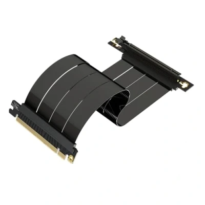 Abbildung von LINKUP AVA5 PCIe 5.0 Riser Kabel Zukunftssicher für Gen 5 GPU Vertikal Montage x16 128GB/s Geschwindigkeit 4.0 &amp; WRX80/WRX90E Kompatibel Rechter Winkel, Schwarz 25cm