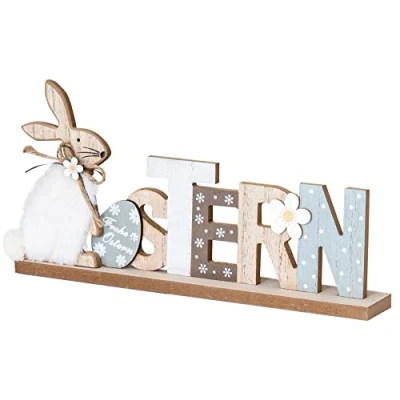 Abbildung von levandeo Schriftzug Ostern B x H: 34x17cm Hase Holz Tischdeko Bunt Aufsteller Deko Figur Buchstaben