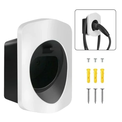 Abbildung von MCEVKELN Typ 2 Wandhalterung Ladekabel Wandhalter Wallbox Kabelhalter Steckerhalter Dock für EV Ladegerät IEC 62196 Holder Halterung Zubehör Weiß