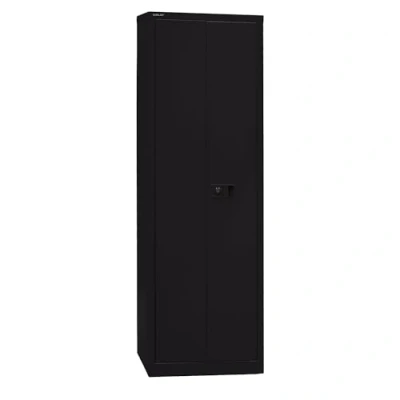 Abbildung von BISLEY Flügeltürenschrank Universal, 4 Fachböden, 5 OH, B 600 mm, Metall, 633 Schwarz, 40 x 60 195 cm