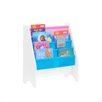 Abbildung von SoBuy Kinder Bücherregal Hängefächerregal Zeitungsständer mit 4 Ablagefächern Büchergestell Weiß BHT ca: 62x71x30cm FRG225 F
