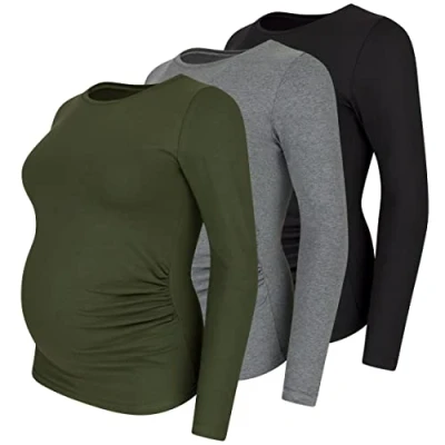 Abbildung von M.M.C. 3 PACK Langarmshirt, Damen, Größe: Small, Schwarz dunkelgrau khaki