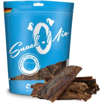 Abbildung von SnackOMio Premium Hundesnack delikates Rinderdörrfleisch, getreidefrei, 1er Pack (1 x 600g)