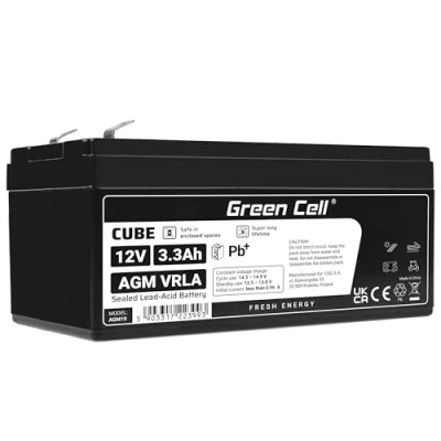 Abbildung von Green Cell® AGM 12V 3,3Ah Akku Vlies Batterie VRLA Blei Bleiakku Ersatzakku Akkubatterie Versorgungsbatterie Zyklenfest Wartungsfrei für Elektro Spielzeug Alarm Notstrom Kinderfahrzeuge