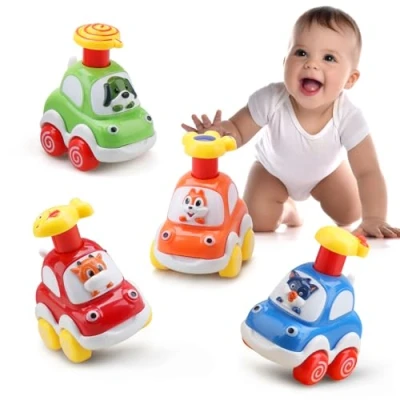 Abbildung von Amy &amp; Benton Baby Spielzeugauto 1 Jahr, Aufziehautos ab 2 3 Jahr Auto, 4 Pack Press and Go Spielzeugautos Set Gift für Jungen Mädchen