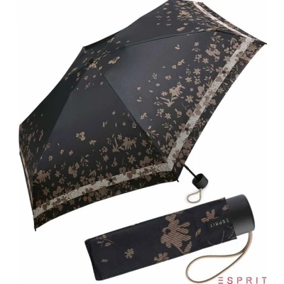 Abbildung von Esprit Taschenregenschirm Damen Super Mini Regenschirm Petito Poetry Flower black, winzig klein, mit Blumenmuster